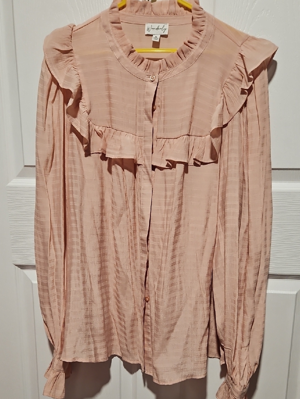 Wonderly Soft Blush Ruffle-Trim Top